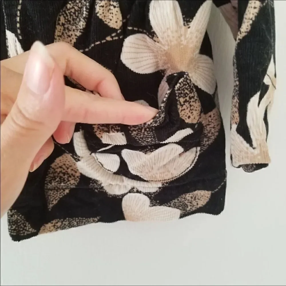 Creamy floral button up dressy collared  coat